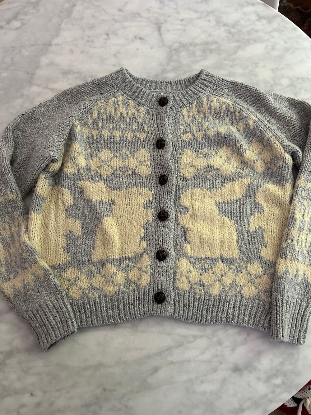 Urban Outfitters Out of Stock Knit Intarsia Bunny Rabbit Cardigan Sweater